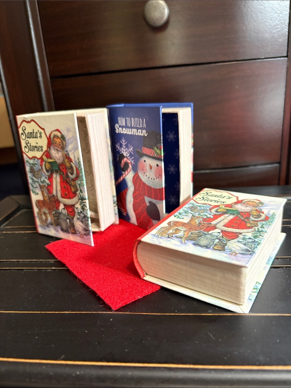 3 Holiday Mini Gift Boxes-Decorative Books Set - Red, Blue Covers
